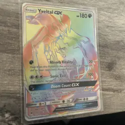 2018 Pokemon Forbidden Light Yveltal GX Rainbow Secret Rare 137/131 NM-MT - Image 3