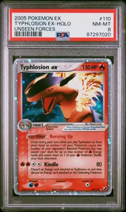 2005 POKEMON EX UNSEEN FORCES #110 TYPHLOSION EX-HOLO PSA 8 - Image 1