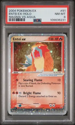 2004 POKEMON EX TEAM MAGMA VS TEAM AQUA #91 ENTEI EX-HOLO PSA 8 - Image 1