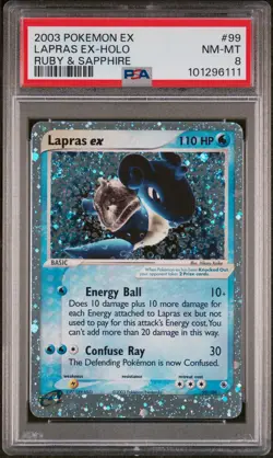 2003 POKEMON EX RUBY & SAPPHIRE #99 LAPRAS EX-HOLO PSA 8 - Image 1