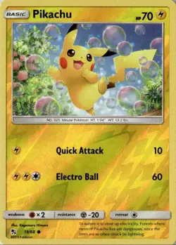2019 SUN & MOON HIDDEN FATES PIKACHU 19/68 REVERSE HOLO - Image 1