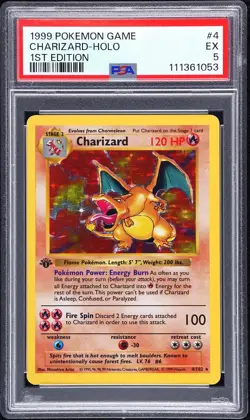 1999 POKEMON BASE SET 1ST EDITION #4 CHARIZARD-HOLO PSA 5 - Image 1