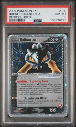 2005 POKEMON EX DEOXYS #108 ROCKET'S RAIKOU EX-HOLO PSA 8 - Image 1