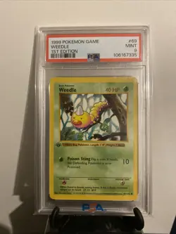 Pokemon TCG Weedle 1st Edition Base Set #69 PSA 9 Mint - Image 1