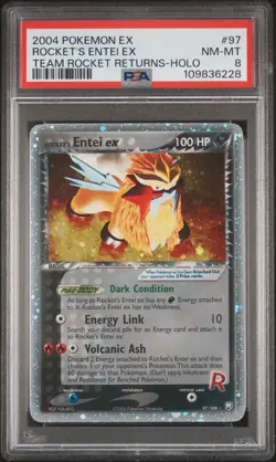 2004 POKEMON EX TEAM ROCKET RETURNS #97 ROCKET'S ENTEI EX-HOLO PSA 8 - Image 1