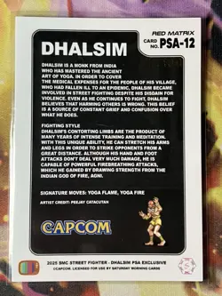 PSA Street Fighter 2: Champion Edition Promo Card Dhalsim Red Stars 92/100 - Image 2
