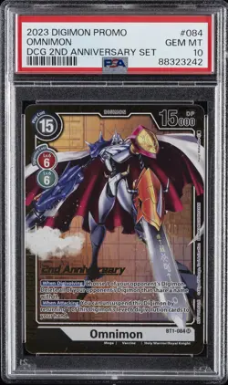 2023 DIGIMON PROMO DIGIMON CARD GAME 2ND ANNIVERSARY SET #084 OMNIMON PSA 10 - Image 1