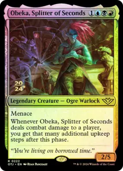 1 x Obeka, Splitter of Seconds - Foil - Prerelease Promo - Outlaws of Thunder Ju - Image 1