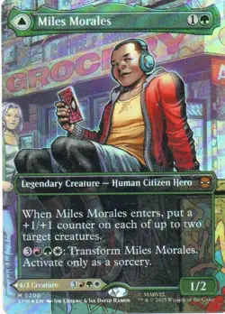 MTG: Marvel's Spider-Man: Foil Borderless Miles Morales (0200): LP Condition - Image 1