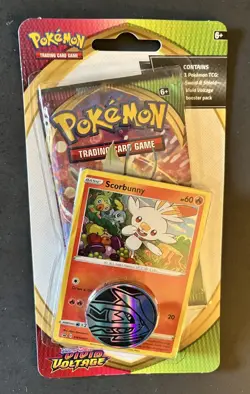 POKEMON VIVID VOLTAGE CHECKLANE Blister Pack Scorbunny Promo Card+ Coin- SEALED - Image 1