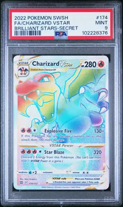2022 POKEMON SWORD & SHIELD BRILLIANT STARS #174 FULL ART/CHARIZARD VSTAR PSA 9 - Image 1