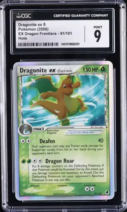 2006 POKEMON EX DRAGON FRONTIERS - HOLO #91/101 DRAGONITE EX CGC 9 - Image 1