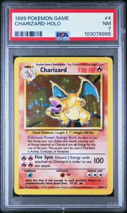 1999 POKEMON BASE SET UNLIMITED #4 CHARIZARD-HOLO PSA 7 - Image 1