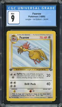 CGC 9 Fearow (1st Ed.) Jungle 36/64 Pokemon Card B18 - Image 1