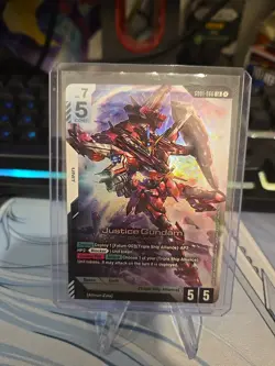 GUNDAM TCG CARD GAME JUSTICE GUNDAM GD01-066 LR HOLO FOIL ENGLISH NEWTYPE RISING - Image 1