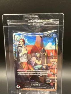 2025 JULY PSA ONE PIECE SHANKS PROMO CARD HOLO REFRACTOR OP01-001 SEALED RARE - Image 2