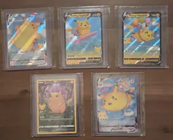 Pokemon 25th Anniversary Pikachu VMAX, V & Full Art Card Lot x 5 - Image 1