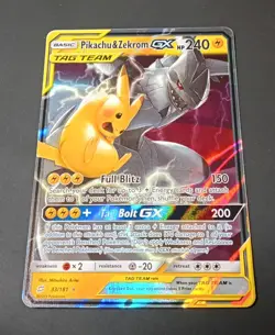 Pokemon Pikachu & Zekrom Tag Team GX Ultra Rare Card 33/181 Mint conditions - Image 1