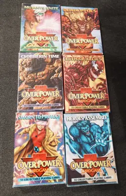 Vintage Marvel OverPower Cardgame 6 Sealed 55-Card Decks Lot CCG Mutants Unite - Image 1