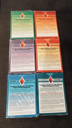 Vintage Marvel OverPower Cardgame 6 Sealed 55-Card Decks Lot CCG Mutants Unite - Image 3