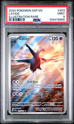 2024 POKEMON SSP EN-SURGING SPARKS ILLUSTRATION RARE #203 LATIOS PSA 9 - Image 1