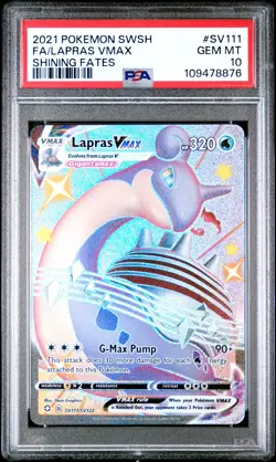 2021 POKEMON SWORD & SHIELD SHINING FATES #SV111 FULL ART/LAPRAS VMAX PSA 10 - Image 1