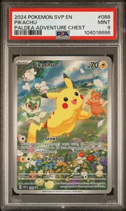 2024 POKEMON SVP EN-SV BLACK STAR PROMO PALDEA ADVENTURE CHEST PIKACHU PSA 9 - Image 1