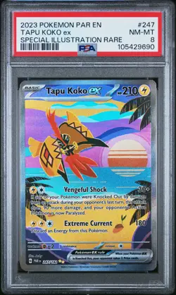 2023 POKEMON PAR EN-PARADOX RIFT SPECIAL ILLUSTRATION RARE TAPU KOKO EX PSA 8 - Image 1