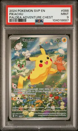 2024 POKEMON SVP EN-SV BLACK STAR PROMO PALDEA ADVENTURE CHEST PIKACHU PSA 9 - Image 1