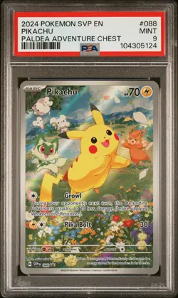 2024 POKEMON SVP EN-SV BLACK STAR PROMO PALDEA ADVENTURE CHEST PIKACHU PSA 9 - Image 1