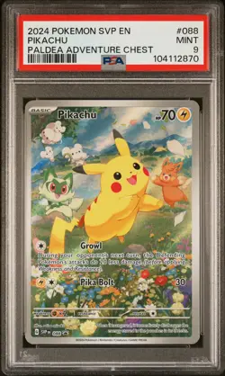 2024 POKEMON SVP EN-SV BLACK STAR PROMO PALDEA ADVENTURE CHEST PIKACHU PSA 9 - Image 1