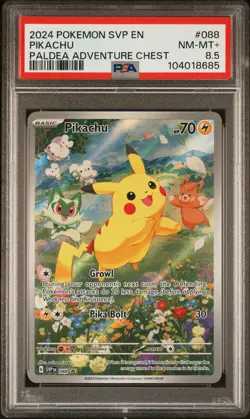 2024 POKEMON SVP EN-SV BLACK STAR PROMO PALDEA ADVENTURE CHEST PIKACHU PSA 8.5 - Image 1