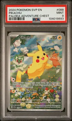 2024 POKEMON SVP EN-SV BLACK STAR PROMO PALDEA ADVENTURE CHEST PIKACHU PSA 9 - Image 1