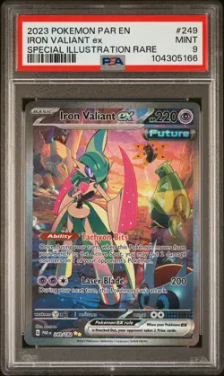 2023 POKEMON PAR EN-PARADOX RIFT SPECIAL ILLUSTRATION RARE IRON VALIANT EX PSA 9 - Image 1