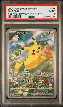 2024 POKEMON SVP EN-SV BLACK STAR PROMO PALDEA ADVENTURE CHEST PIKACHU PSA 9 - Image 1