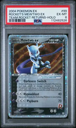 2004 POKEMON EX TEAM ROCKET RETURNS ROCKET'S MEWTWO EX #99 PSA 6 EX #112482526 - Image 1