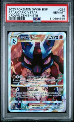 2023 POKEMON SWSH BLACK STAR PROMO #291 FULL ART/LUCARIO VSTAR PSA 10 - Image 1