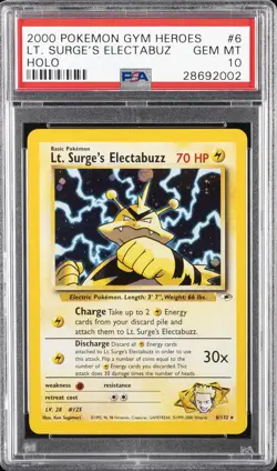 2000 POKEMON GYM HEROES HOLO #6 LT. SURGE'S ELECTABUZZ PSA 10 - Image 1