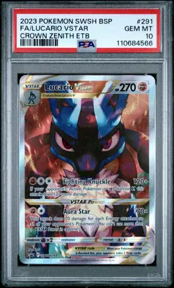 2023 POKEMON SWSH BLACK STAR PROMO #291 FULL ART/LUCARIO VSTAR PSA 10 - Image 1