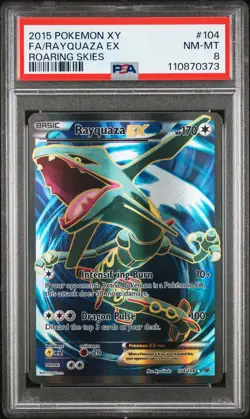 2015 POKEMON XY ROARING SKIES #104 FULL ART/RAYQUAZA EX PSA 8 - Image 1