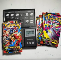 POKEMON MEGA EVOLUTION HEAVY Booster packs- lot of 5- each weigh 22.77g - Image 1