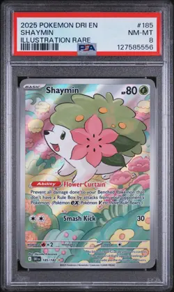 Shaymin 185/182 Pokemon Sv10: Destined Rivals Illustration Rare 2025 PSA 8 - Image 1