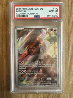 Torkoal 172/167 S&V Twilight Masquerade Illustration Rare Pokemon Card PSA 10 - Image 1