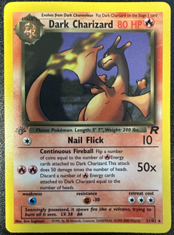 Dark Charizard 1st Edition 21/82 Team Rocket Non-Holo WOTC Vintage Pokemon Card - Image 1