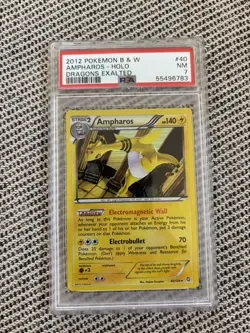 PSA 7 Ampharos 40/124 Holo Rare Black & White 6: Dragons Exalted 2012 OC Pokemon - Image 1