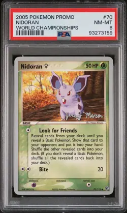 2005 POKEMON WORLD CHAMPIONSHIPS PROMO #70 NIDORAN PSA 8 - Image 1