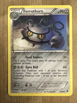 Pokemon TCG Ferrothorn BW - Emerging Powers 72/98 Regular Rare LP - Image 1