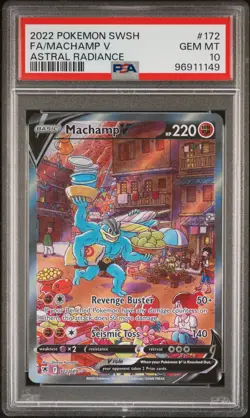 2022 Pokemon Sword & Shield Astral Radiance Machamp V #172 Fa PSA 10 - Image 1