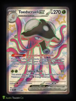 2024 Pokemon Toedscruel Paldean Fates 213/091 En ex Shiny Ultra Rare PSA 10 GEM - Image 3