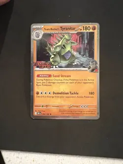 Team Rocket's Tyranitar 096/182-Pokemon TCG DR Stamped Promo Pre-Release 2 - Image 1